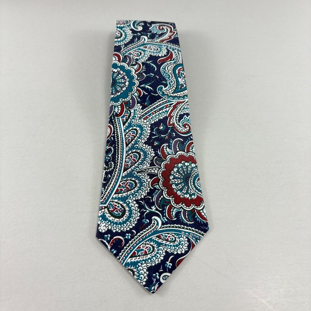 Oleg Cassini Blue / Teal Paisley Men's Tie 3 3/4" x 58"